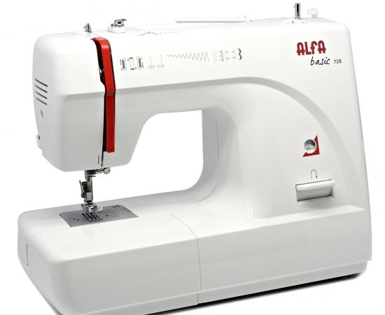 Máquina de coser Alfa Basic 720+, 9 puntadas, luz LED, blanco